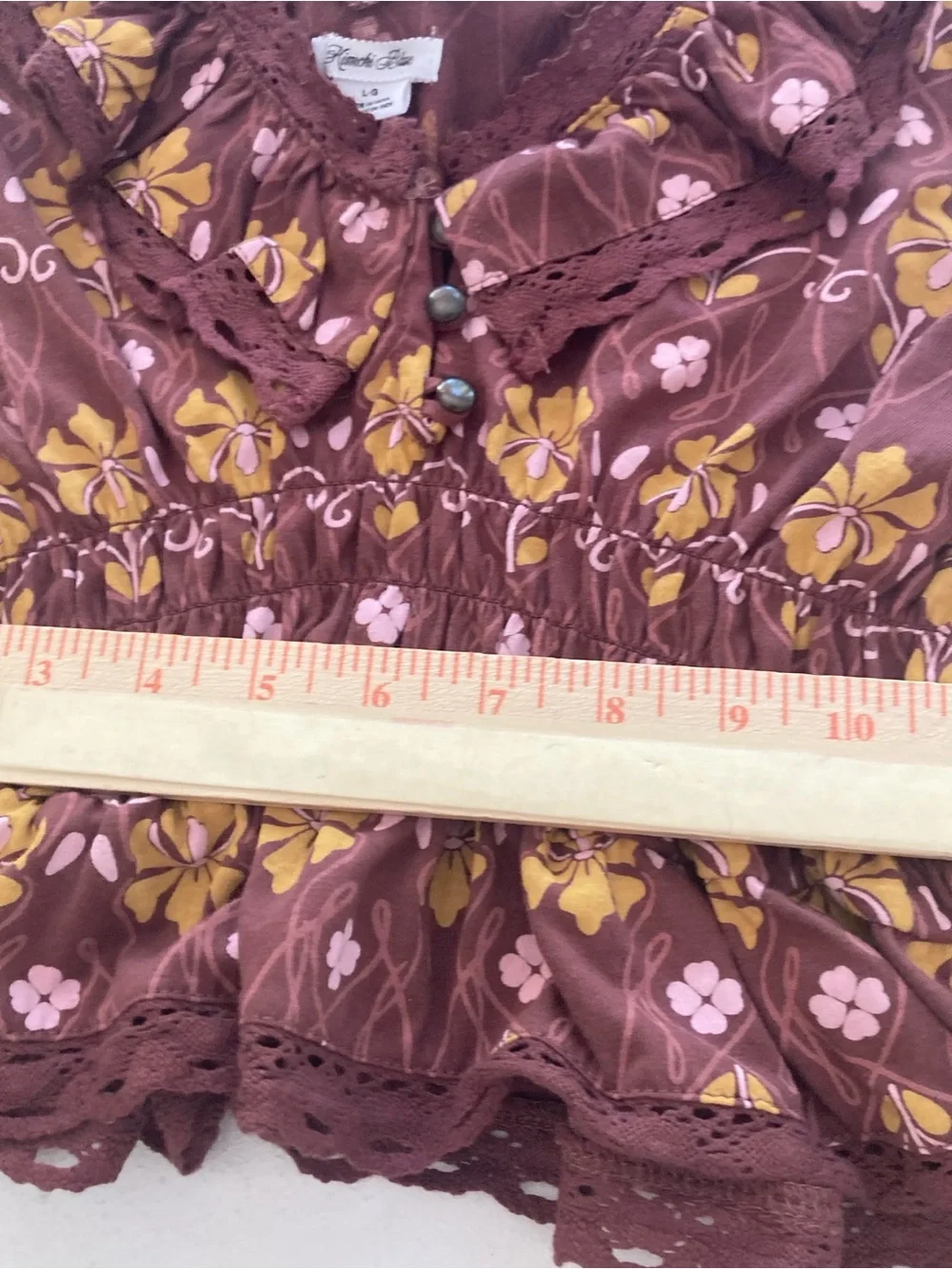 Kimchi Blue Ariel Ruffle Tank Top Brown Floral Boho Blouse Urban Outfitters L - Picture 5 of 16
